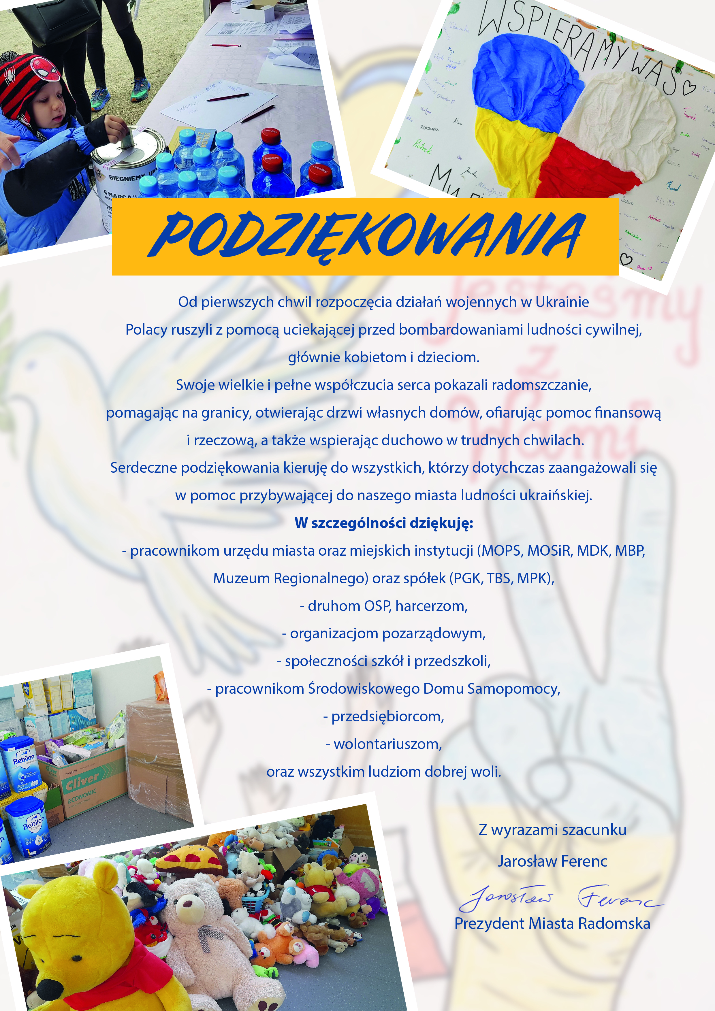 Prezydent dziękuje za pomoc obywatelom Ukrainy