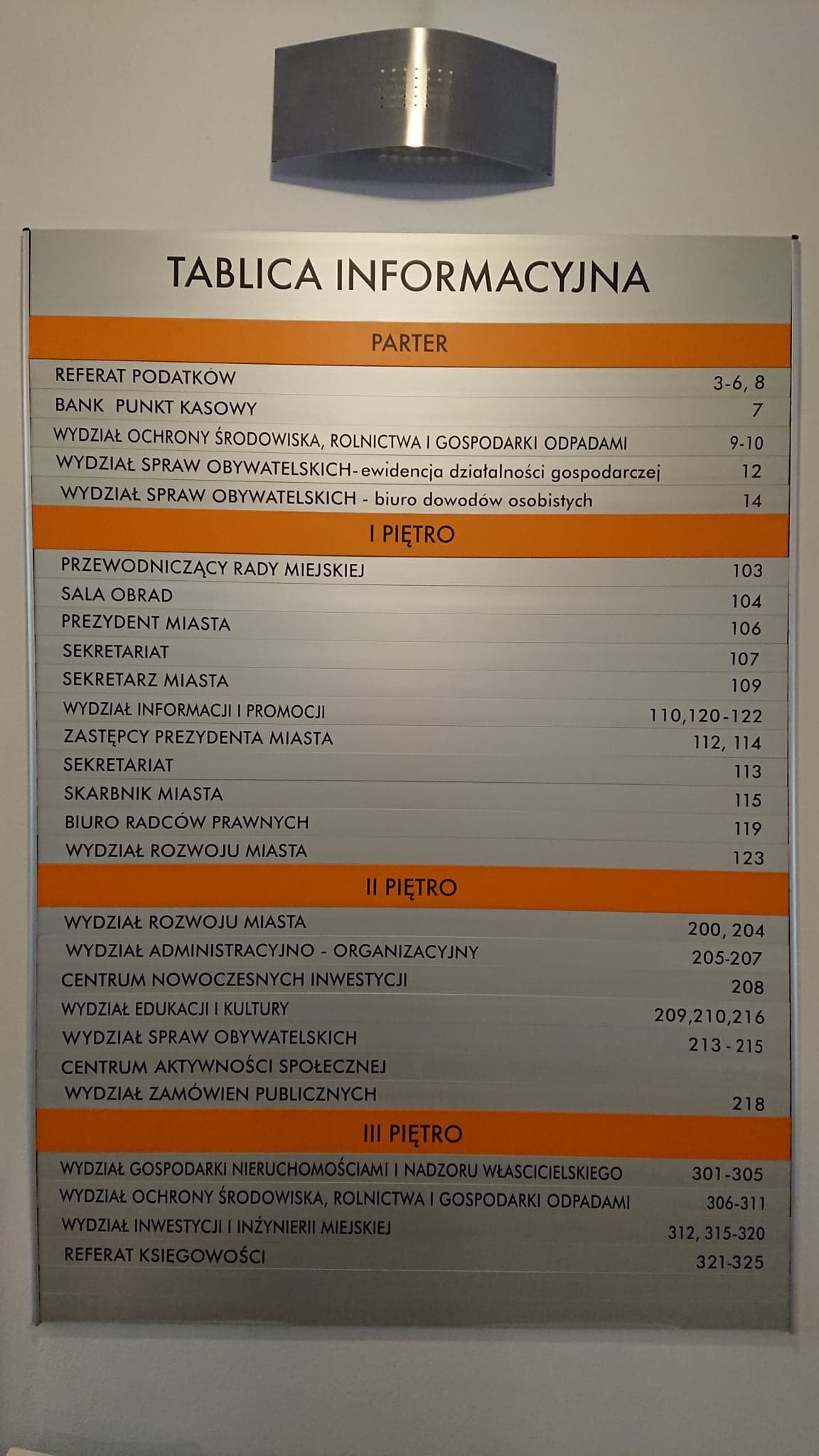 tablica informacyjna w Urzędzie tablica informacyjna w Urzędzie