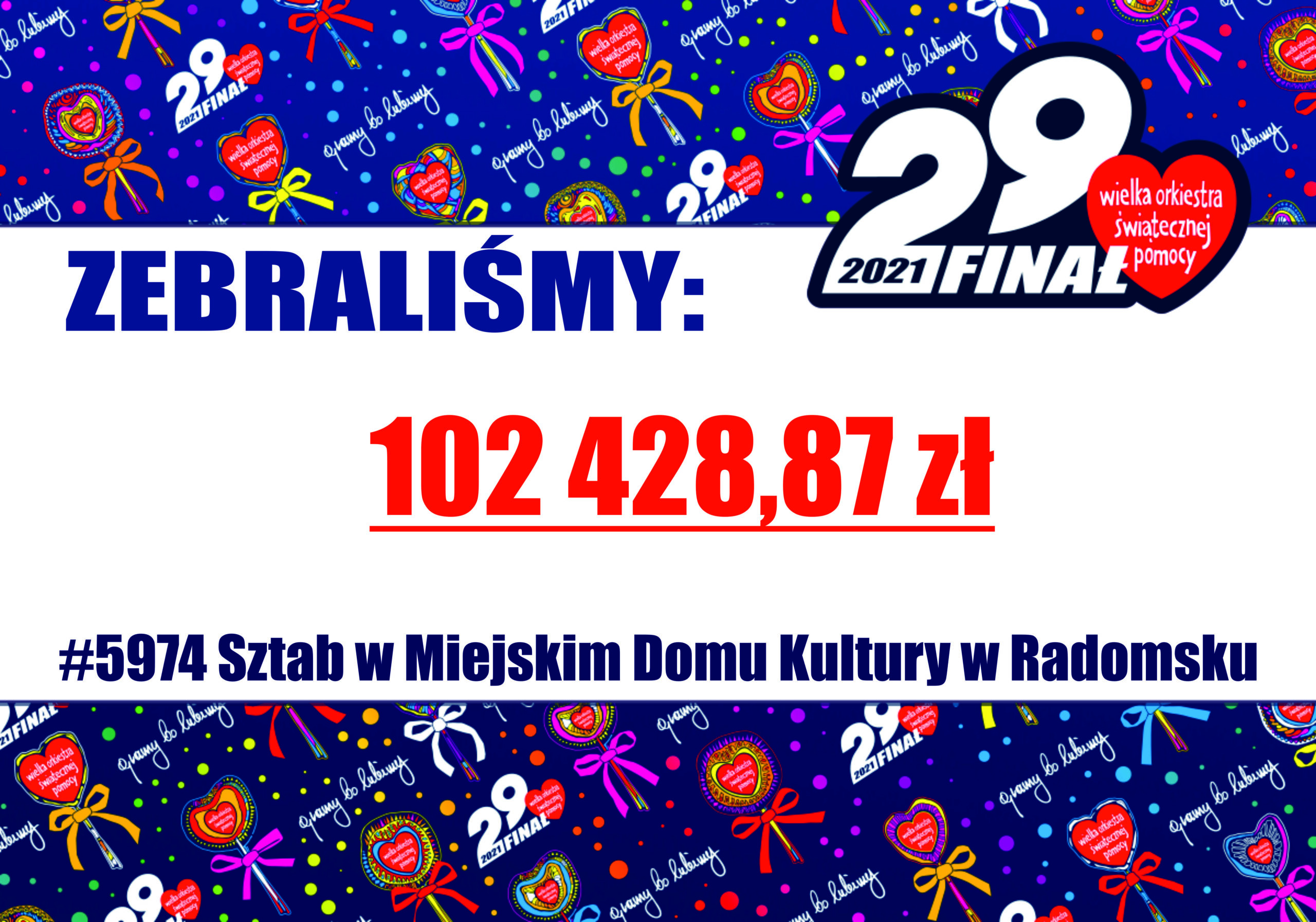 29. Finał WOŚP: Sztab w MDK zebrał ponad 102 tys.