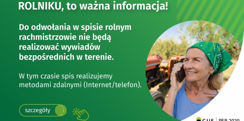 Powszechny Spis Rolny 2020 – wywiady telefoniczne